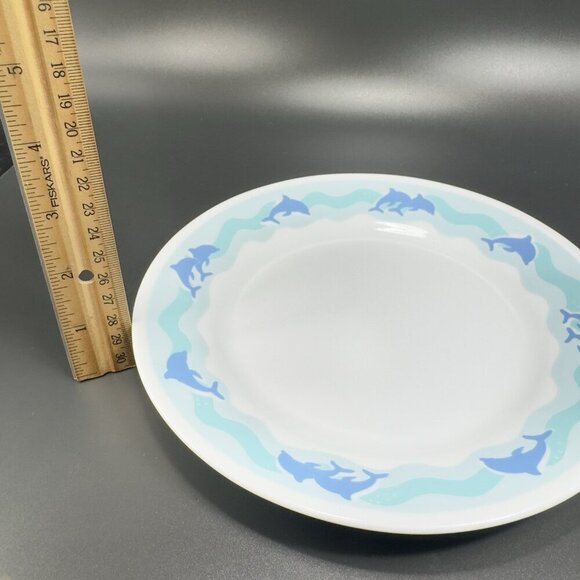 Corelle Dinnerware Blue Dolphins Ocean Dance Plate Dish 8in Wide Plates Set 3 - Picture 4 of 14